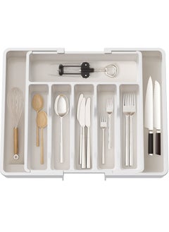 XiuWoo Expandable Adjustable Cutlery Drawer Organizer, Utensil Kinfe Trayanna, Silverware and Flatware Holder, Closet Cutlery Tray for Spoons Forks Knives,  - Image 1