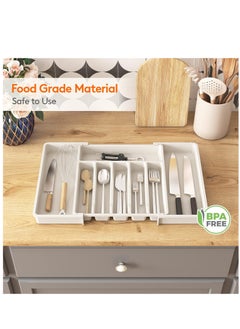 XiuWoo Expandable Adjustable Cutlery Drawer Organizer, Utensil Kinfe Trayanna, Silverware and Flatware Holder, Closet Cutlery Tray for Spoons Forks Knives,  - Image 4