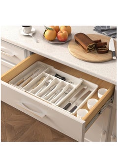 XiuWoo Expandable Adjustable Cutlery Drawer Organizer, Utensil Kinfe Trayanna, Silverware and Flatware Holder, Closet Cutlery Tray for Spoons Forks Knives,  - Image 5