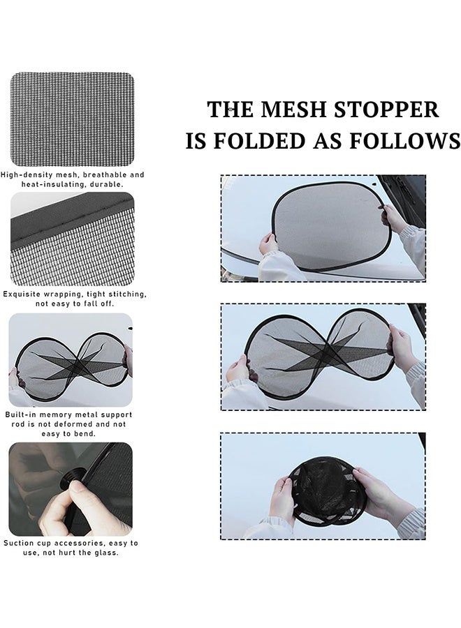 انت 5 قطع من ستائر نوافذ السيارة، مانع لأشعة الشمس للنافذة الخلفية للسيارة مع ظلال جانبية، يوفر الحماية لطفلك من الأشعة فوق البنفسجية وأشعة الشمس، ملحقات السيارة (أمامية + جانبية + خلفية) - Image 4