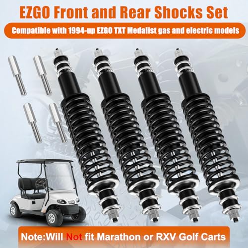MOSNAI EZGO Shocks EZGO Golf Cart Front and Rear Shock with Heavy Duty Coil Springs Shock Absorber Fits EZGO Medalist/TXT 1994+ Gas or Electric, OEM# 76418-G01,70928-G01,70248-G01,70324-G01,76419-G01 (4PCS) - Image 2