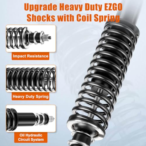 MOSNAI EZGO Shocks EZGO Golf Cart Front and Rear Shock with Heavy Duty Coil Springs Shock Absorber Fits EZGO Medalist/TXT 1994+ Gas or Electric, OEM# 76418-G01,70928-G01,70248-G01,70324-G01,76419-G01 (4PCS) - Image 3
