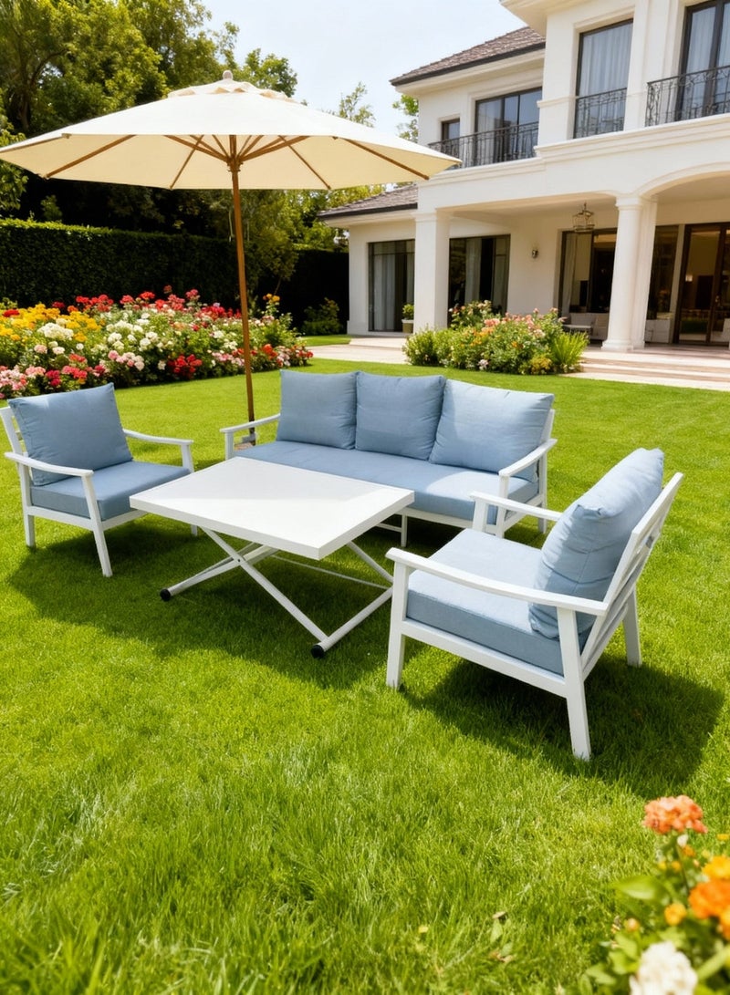 Broyhome 5-Piece Aluminum Outdoor Sofa Set with Up and Down Table ,Waterproof Beige Cushions, Patio Furniture For Garden,Balcony And Villa - Image 2