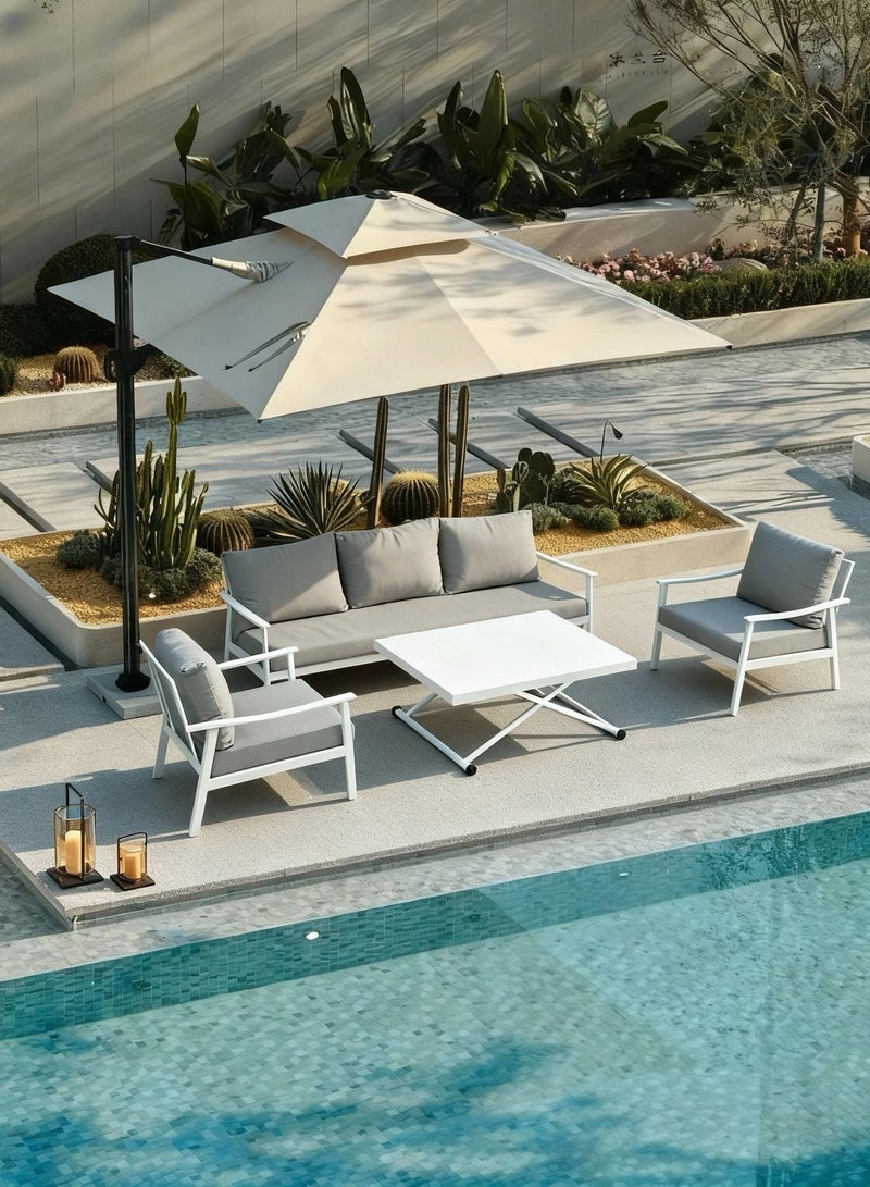 Broyhome 5-Piece Aluminum Outdoor Sofa Set with Up and Down Table ,Waterproof Beige Cushions, Patio Furniture For Garden,Balcony And Villa - Image 4