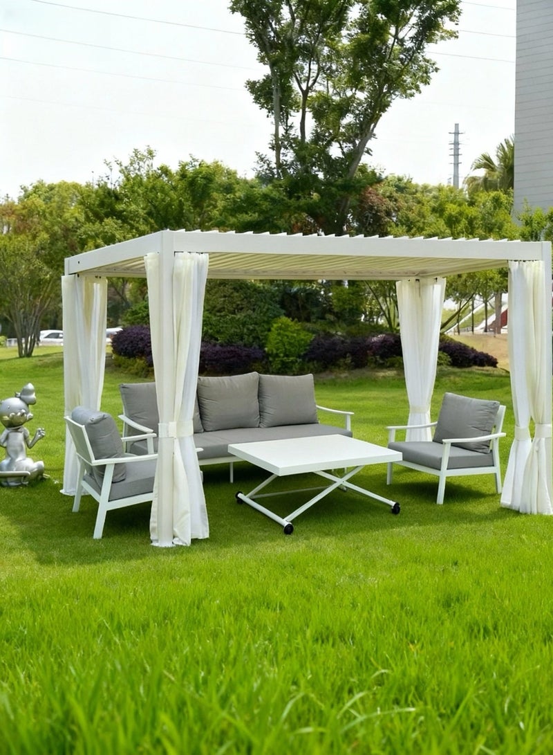 Broyhome 5-Piece Aluminum Outdoor Sofa Set with Up and Down Table ,Waterproof Beige Cushions, Patio Furniture For Garden,Balcony And Villa - Image 5