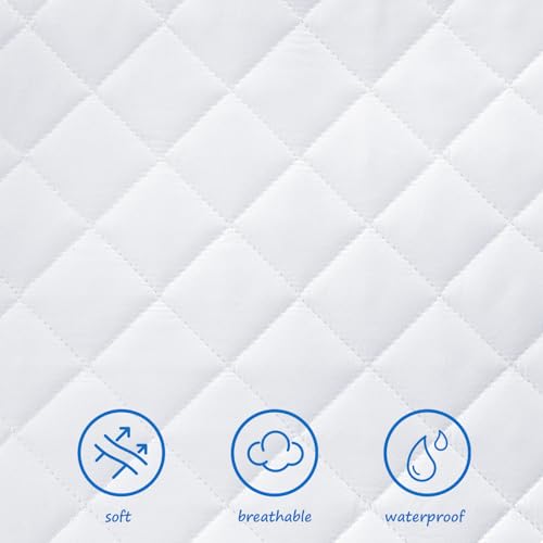 Coldwind Bassinet Mattress Pad Cover Fit for Baby Delight/Mika Micky/Dream On Me Lotus/ANGELBLISS/KoolerThings (3 in 1) Bedside Sleeper, Waterproof Bassinet Mattress Protector Quilted Bassinet Sheets 2 Pack - Image 5