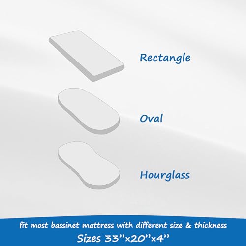 Coldwind Bassinet Mattress Pad Cover Fit for Baby Delight/Mika Micky/Dream On Me Lotus/ANGELBLISS/KoolerThings (3 in 1) Bedside Sleeper, Waterproof Bassinet Mattress Protector Quilted Bassinet Sheets 2 Pack - Image 3