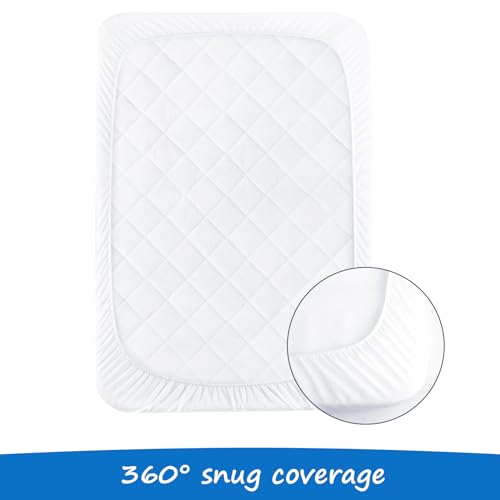 Coldwind Bassinet Mattress Pad Cover Fit for Baby Delight/Mika Micky/Dream On Me Lotus/ANGELBLISS/KoolerThings (3 in 1) Bedside Sleeper, Waterproof Bassinet Mattress Protector Quilted Bassinet Sheets 2 Pack - Image 4