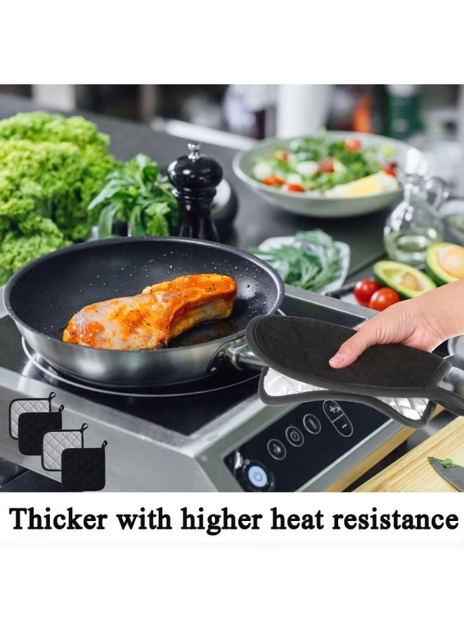 4Pcs Large Size Pot Holders, Hot Pads Terry Cloth Holders, Insulated, Waterproof and Easy to Clean for Kitchen Cooking And Baking, Black - Image 3