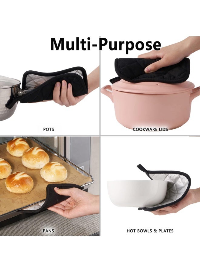4Pcs Large Size Pot Holders, Hot Pads Terry Cloth Holders, Insulated, Waterproof and Easy to Clean for Kitchen Cooking And Baking, Black - Image 4