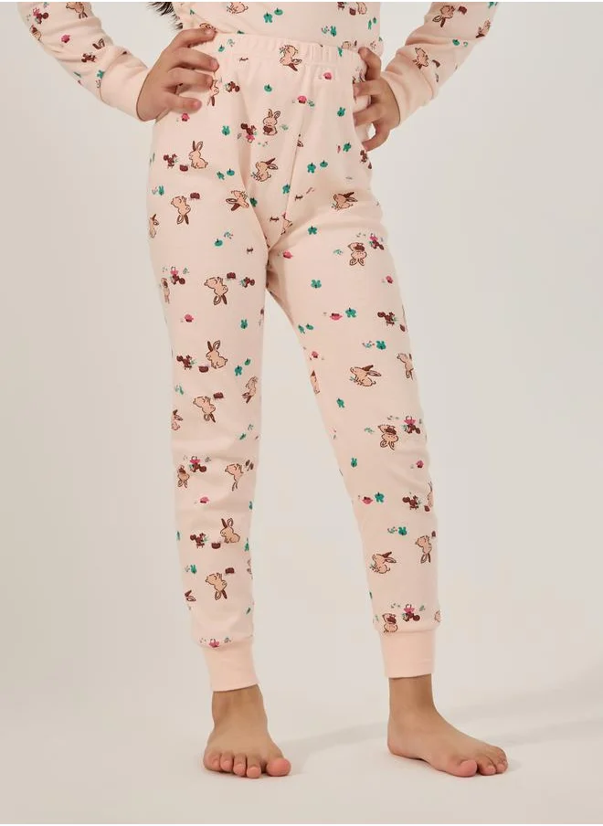 Styli All-Over Print Round Neck T-Shirt and Pyjama Set