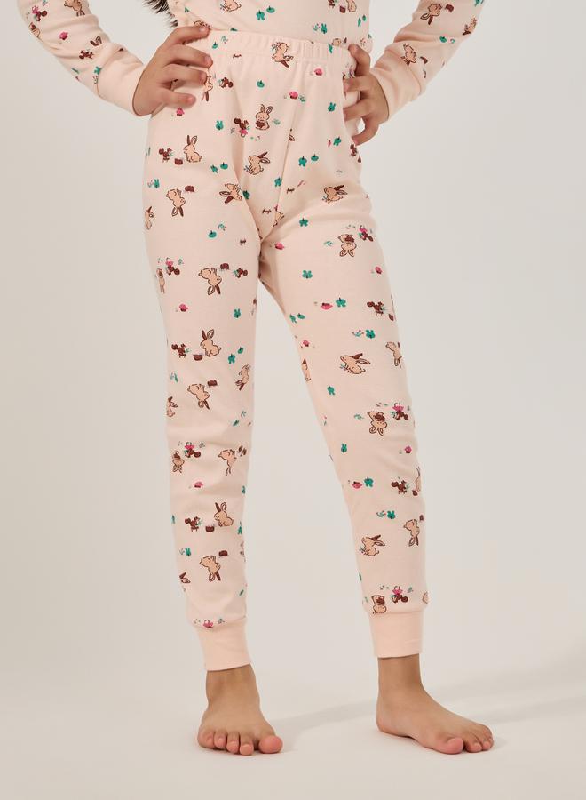 ستايلي طقم بيجامة وتيشيرت بياقة دائرية وطبعة شاملة - Image 5