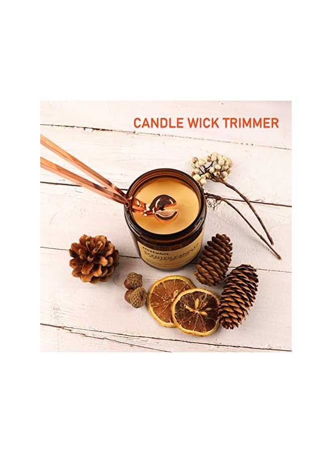 The Bros مجموعة ملحقات الشموع 5 في 1، قاطع فتيل الشمعة، خافض الشمعة وغطاس فتيل الشمعة، ولاعة قابلة لإعادة الشحن عبر USB، صينية تخزين لمحبي الشموع كهدية للأمهات، مجموعة العناية بالشموع (ذهبي وردي) - Image 5