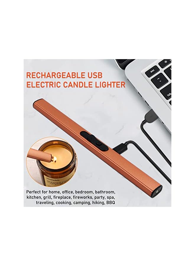 The Bros مجموعة ملحقات الشموع 5 في 1، قاطع فتيل الشمعة، خافض الشمعة وغطاس فتيل الشمعة، ولاعة قابلة لإعادة الشحن عبر USB، صينية تخزين لمحبي الشموع كهدية للأمهات، مجموعة العناية بالشموع (ذهبي وردي) - Image 3