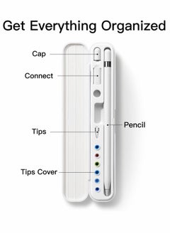 KASTWAVE Case for Apple Pencil 1st/2nd Generation, Capacitive Pen Tip Cover Adapter Accessories Pen Case, Storage Box for Apple Pencil and Tips, Pen Protective Case for Apple Pencil Accessories (White)  - Image 3