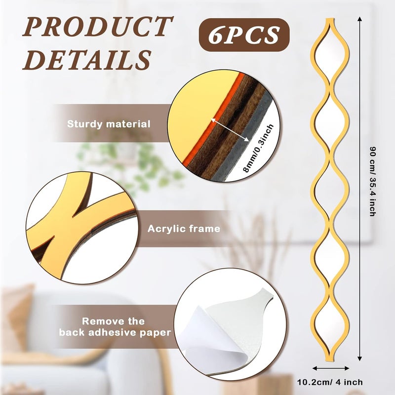 Yulejo ديكور حائط مرآة على شكل قطرة ماء من أكريليك يوليجو 6 قطع - Image 2