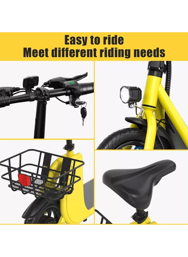 Wind Horse - Premium Foldable Electric Scooter with Seat and Rear Basket, 450W Motor, 36V 8AH Battery, 25-35 KM/h Speed, Carbon Alloy Frame, 12.5 Inches Tires, Disk Brakes, Unisex Comfortable E-Scooter for Adults - Image 1