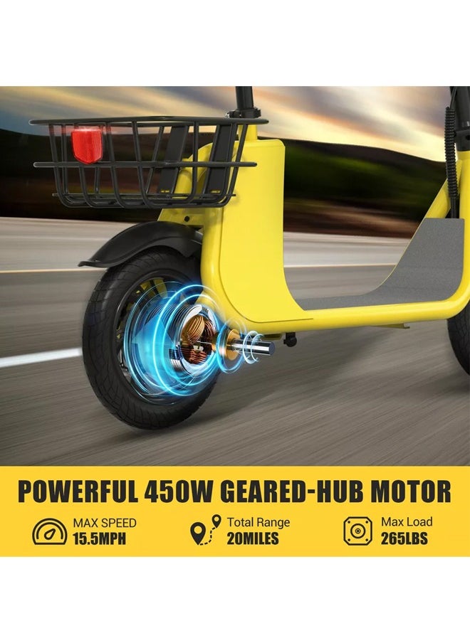 Wind Horse - Premium Foldable Electric Scooter with Seat and Rear Basket, 450W Motor, 36V 8AH Battery, 25-35 KM/h Speed, Carbon Alloy Frame, 12.5 Inches Tires, Disk Brakes, Unisex Comfortable E-Scooter for Adults - Image 1