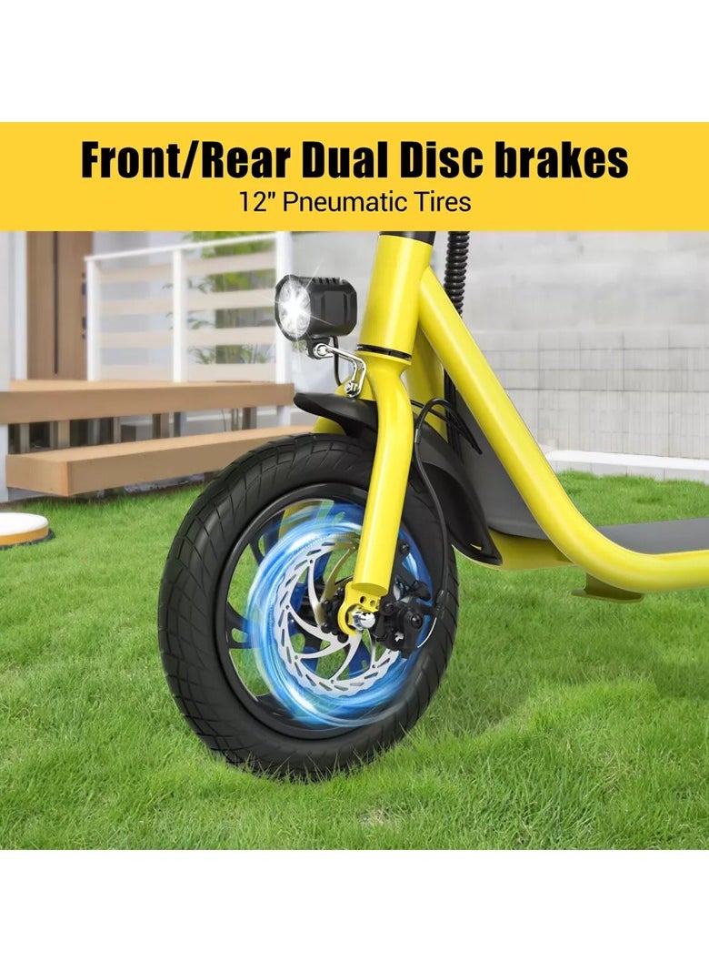 Wind Horse - Premium Foldable Electric Scooter with Seat and Rear Basket, 450W Motor, 36V 8AH Battery, 25-35 KM/h Speed, Carbon Alloy Frame, 12.5 Inches Tires, Disk Brakes, Unisex Comfortable E-Scooter for Adults - Image 1