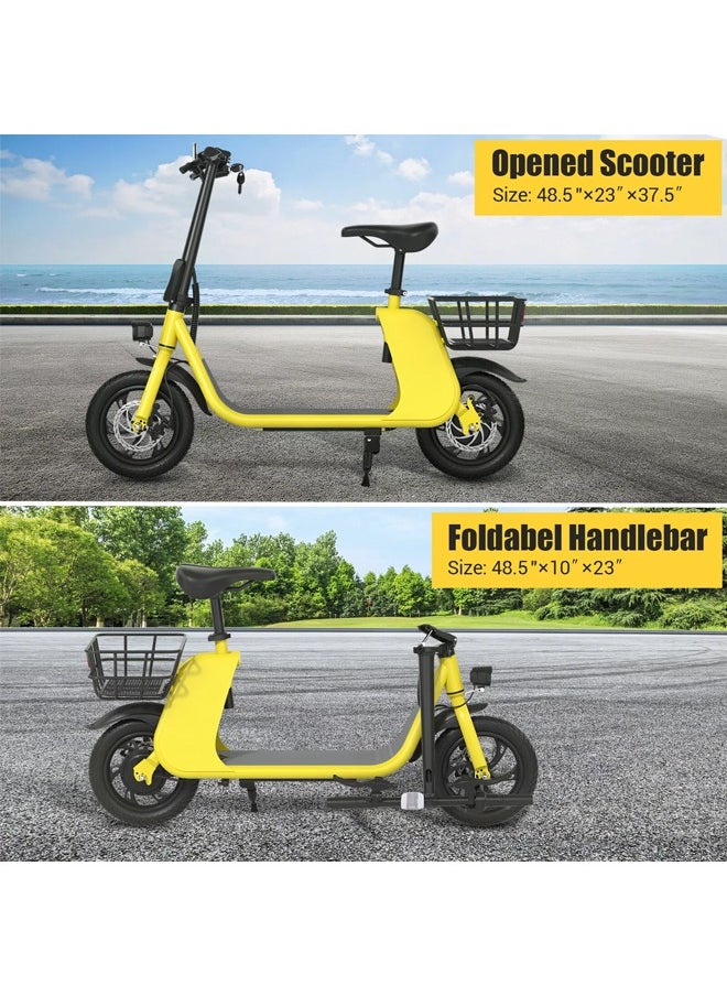 Wind Horse - Premium Foldable Electric Scooter with Seat and Rear Basket, 450W Motor, 36V 8AH Battery, 25-35 KM/h Speed, Carbon Alloy Frame, 12.5 Inches Tires, Disk Brakes, Unisex Comfortable E-Scooter for Adults - Image 1