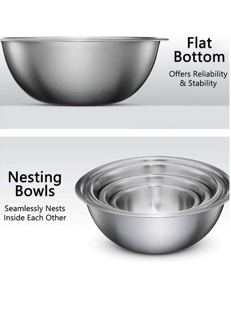 Stainless Steel Mixing Bowls, 6 Pack Kitchen Bowls, Nesting Bowls for Cooking, Baking, Salad, Marinating  - Image 2