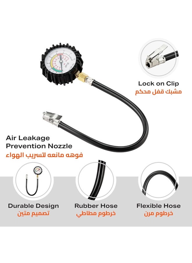 Rocket Flyer Rocket Flyer Tire Pressure Gauge - High Accuracy Dual Scale Tire Pressure Reader with Rubber Hose for Accurate Measurement of Tire Inflation and Vehicle Maintenance - Pressure Test Tools for Cars, Trucks and Motorcycles  - Image 3