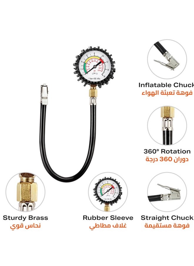 Rocket Flyer Rocket Flyer Tire Pressure Gauge - High Accuracy Dual Scale Tire Pressure Reader with Rubber Hose for Accurate Measurement of Tire Inflation and Vehicle Maintenance - Pressure Test Tools for Cars, Trucks and Motorcycles  - Image 4