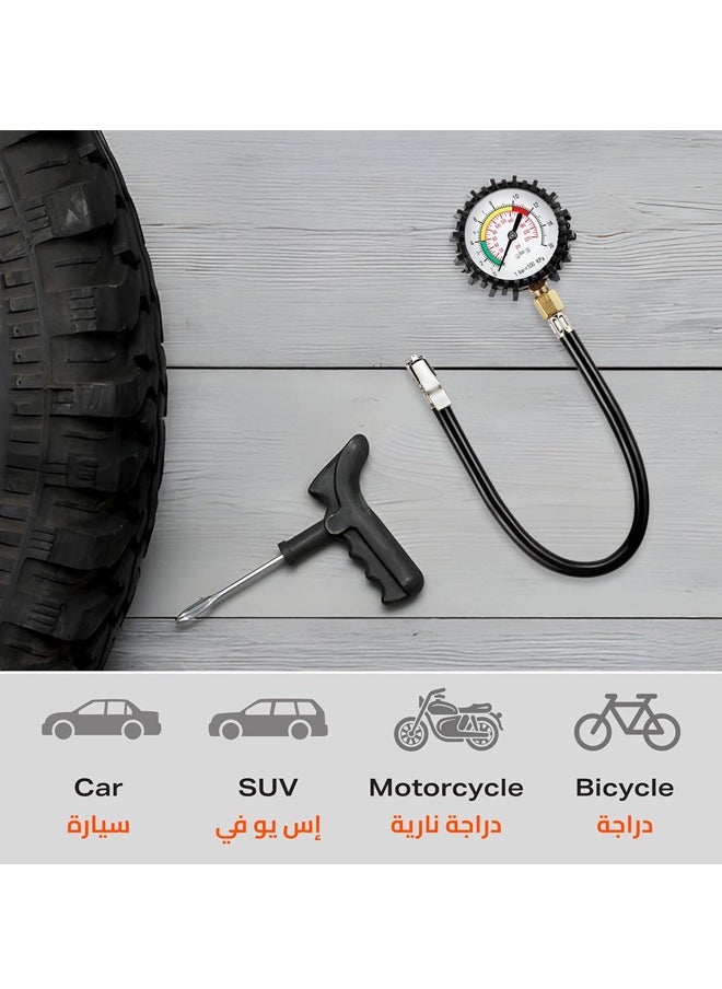 Rocket Flyer Rocket Flyer Tire Pressure Gauge - High Accuracy Dual Scale Tire Pressure Reader with Rubber Hose for Accurate Measurement of Tire Inflation and Vehicle Maintenance - Pressure Test Tools for Cars, Trucks and Motorcycles  - Image 5