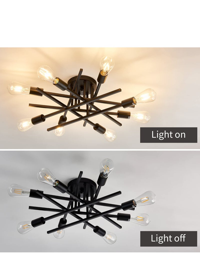 MIXDE Semi Flush Mount Modern Ceiling Light Fixture, 6 Lights Black Vintage Matte Sputnik Chandelier Ceiling Lamp  for Farmhouse Dining Room Living Room Bedroom Study Kitchen  - Image 4
