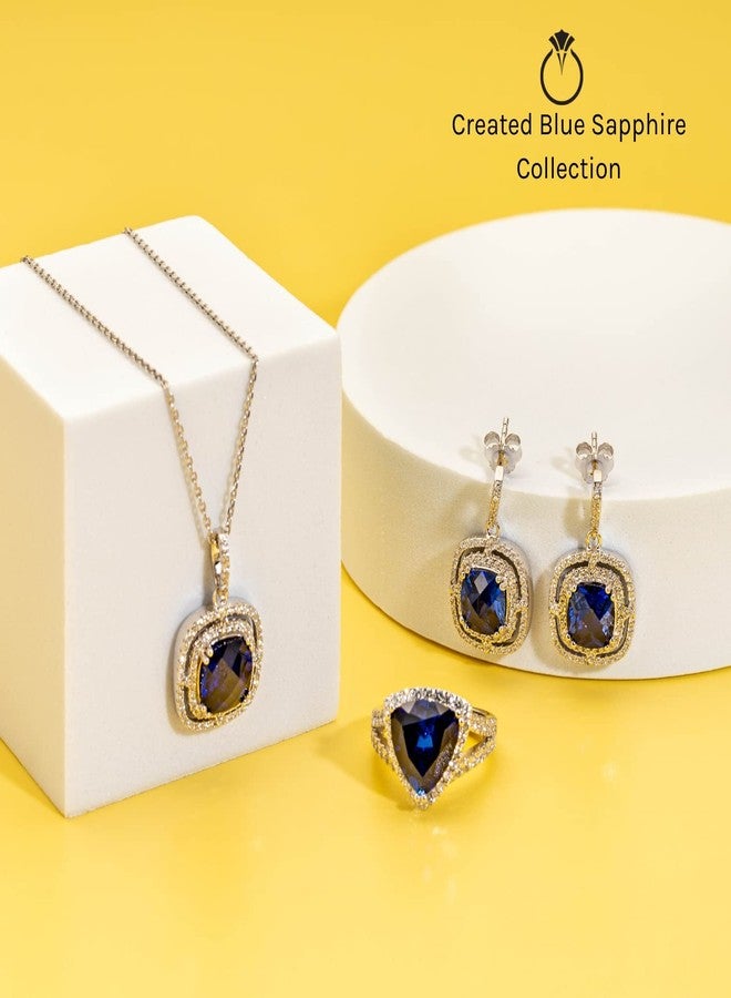 PEORA Created Blue Sapphire Women Ring 925 Sterling Silver, Enchanting Solstice Design, 0.75 Carat Round 5mm Size 6, September Birthstone Ring, For Classy Gift & Everyday Wear, Sparkling Jewelry - Image 5