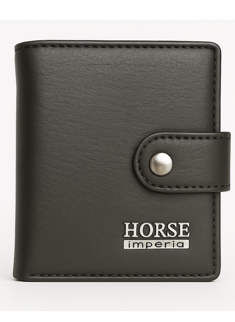 هورس حافظة كروت جلد من Horse Imperial – تصميم صغير بحجم الجيب مع زر إغلاق -أسود- 221  - Image 1