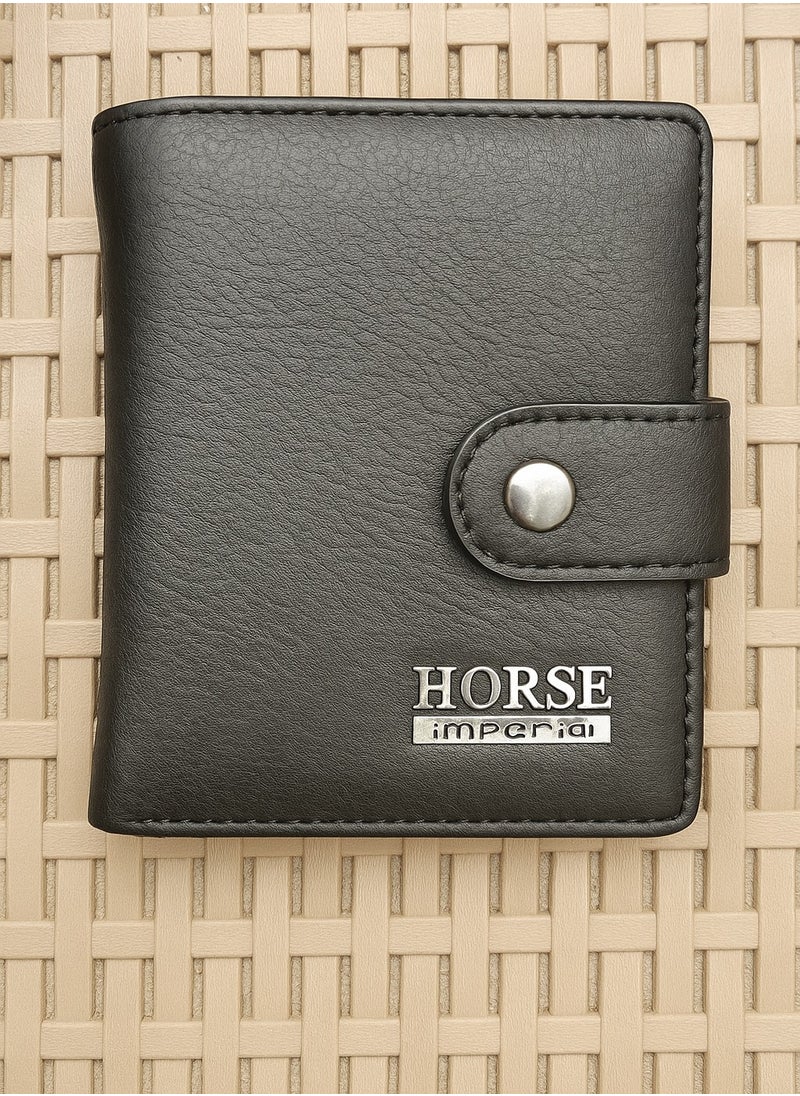 هورس حافظة كروت جلد من Horse Imperial – تصميم صغير بحجم الجيب مع زر إغلاق -أسود- 221  - Image 2
