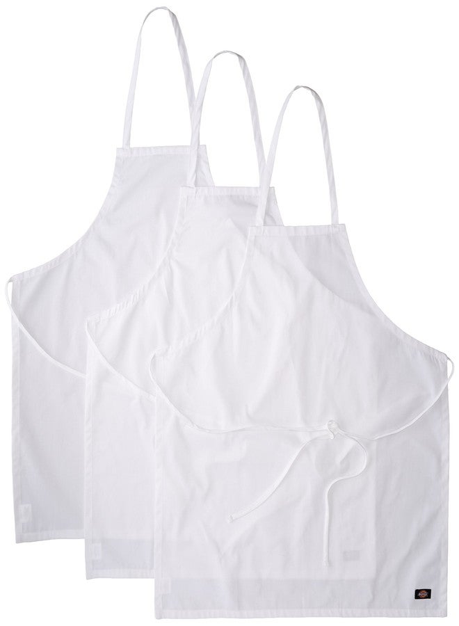 Dickies Chef 3 Pack No Pocket Bib Apron, White, One Size