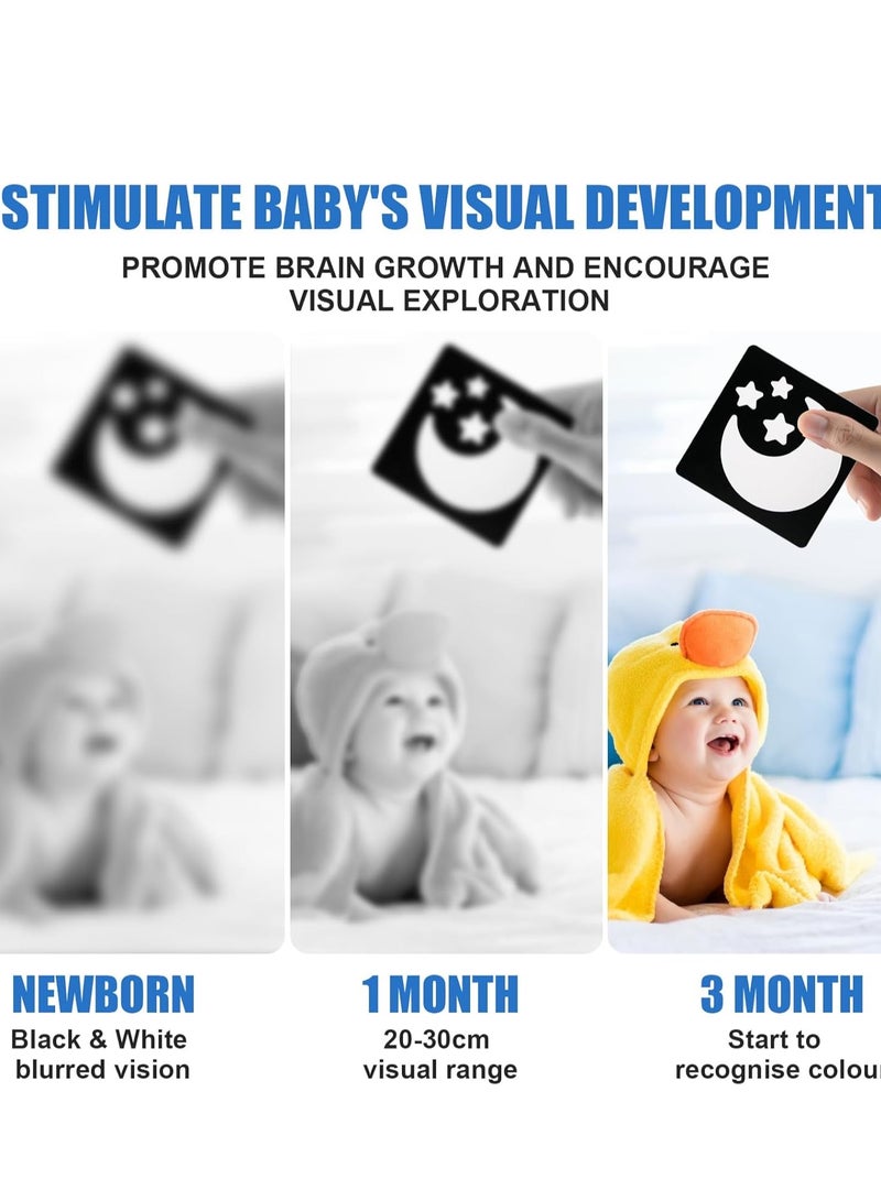 بطاقات تعليمية حسية للأطفال، 40 صورة بالأبيض والأسود، ألعاب تحفيز بصري وتنمية ذكاء الأطفال من عمر 0 ​​إلى 3 أشهر (20 قطعة) - Image 4