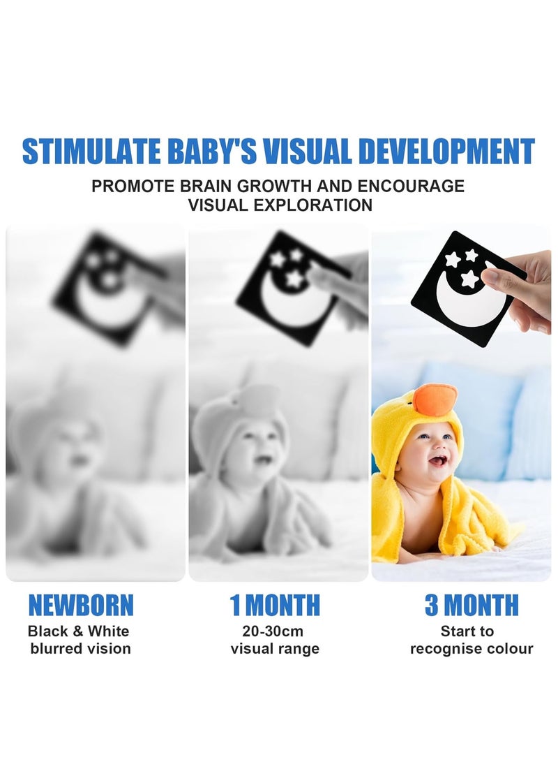 بطاقات تعليمية حسية للأطفال، 40 صورة بالأبيض والأسود، ألعاب تحفيز بصري وتنمية ذكاء الأطفال من عمر 0 ​​إلى 3 أشهر (20 قطعة) - Image 2