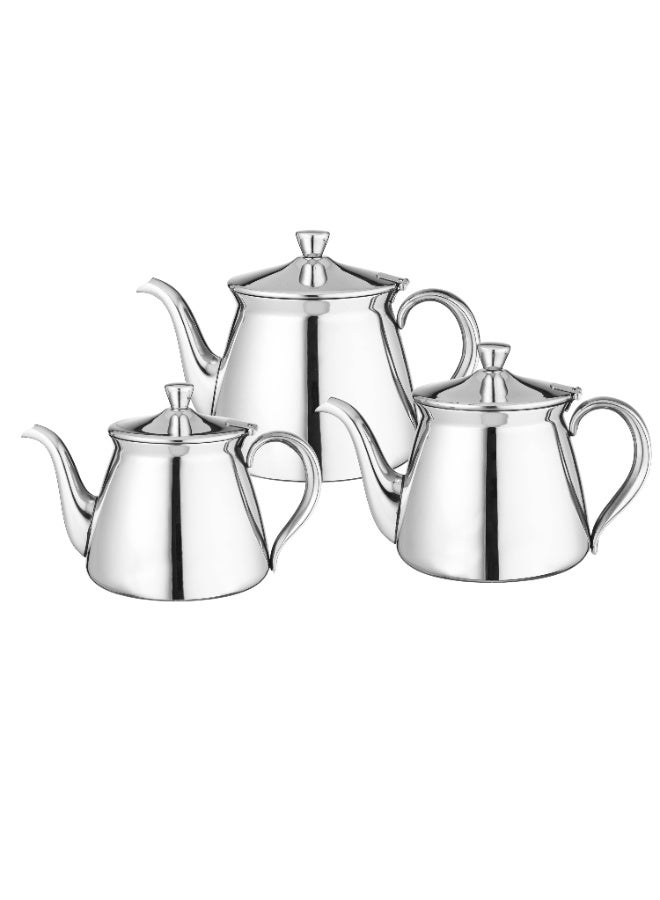 المرحومي طقم أباريق شاي ستانلس ستيل فاخر – 3 مقاسات (0.7L - 0.9L - 1.2L) - Image 1
