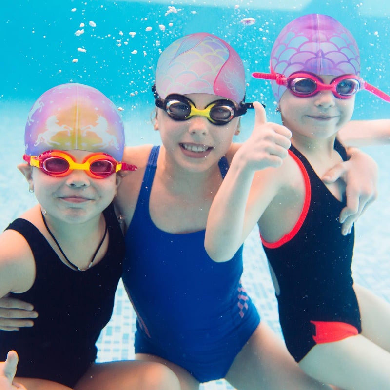 WAWSAM 2 Pack Kids Swim Cap Silicone Waterproof Swim Caps for Boys Girls (3-8 Years) Unicorn Mermaid Design Swimming Cap for Kids 3-8 Long and Short Hair (Mermaid&Unicorn) - Image 5