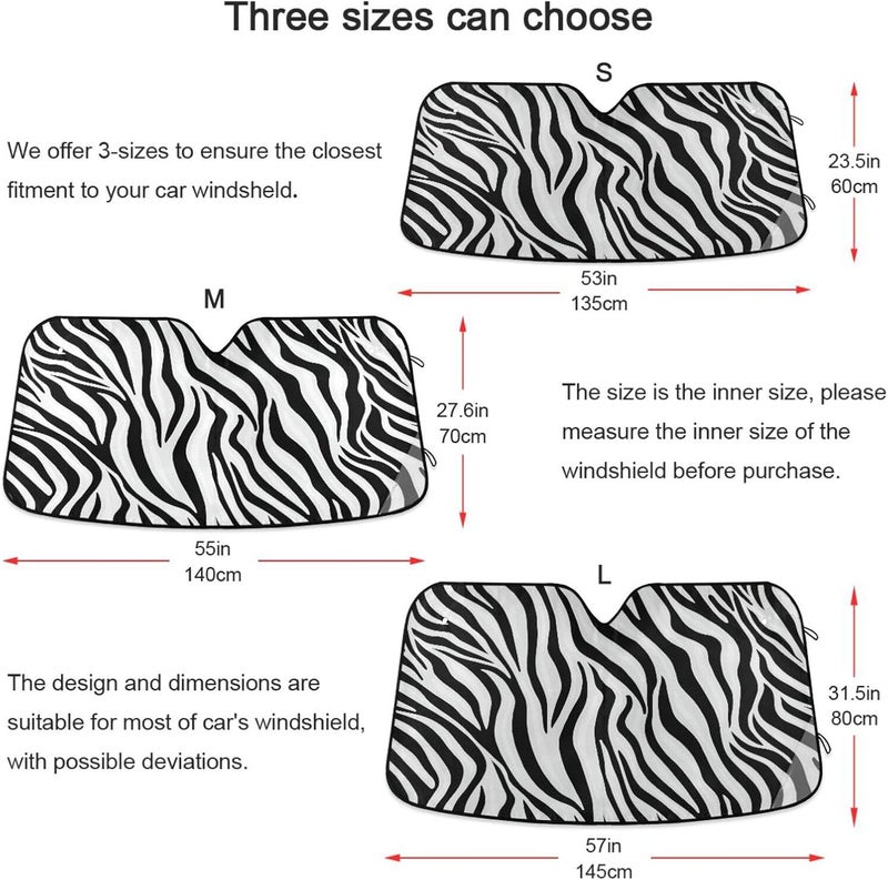 Black Zebra Stripe Car Windshield Sun Shade Foldable Sun Visor Automotive Sunshades for Car Truck SUV Blocks UV Rays Keep Your Vehicle Cool - Image 5