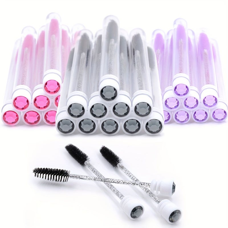 White 10pcs Reusable Eyelash Brush Tubes Lash Mascara Wands Spoolies Eyebrow Comb Applicators Case - Image 1