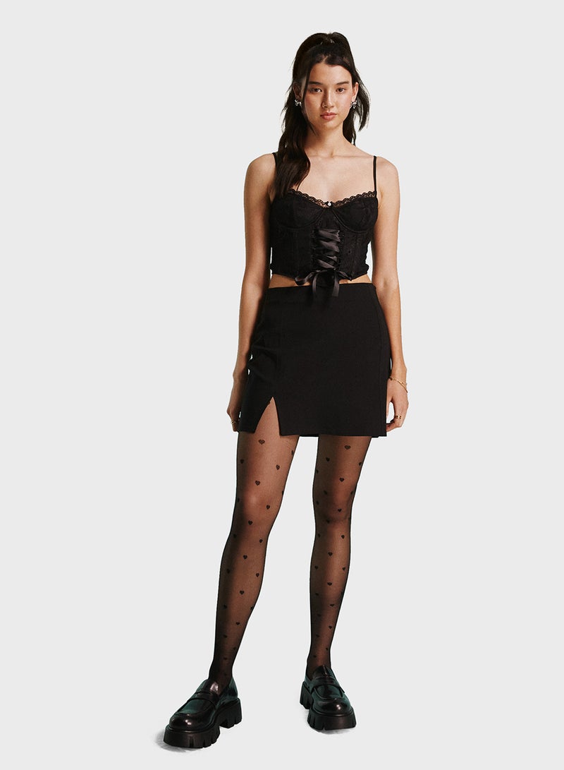 Miss Selfridge Lace Tie Detail Crop Top - Image 4