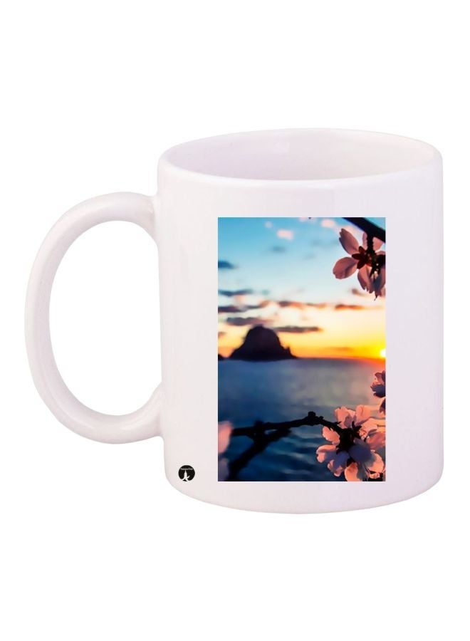 RYN Sunrise Printed Coffee Mug White/Blue/Yellow 11ounce
