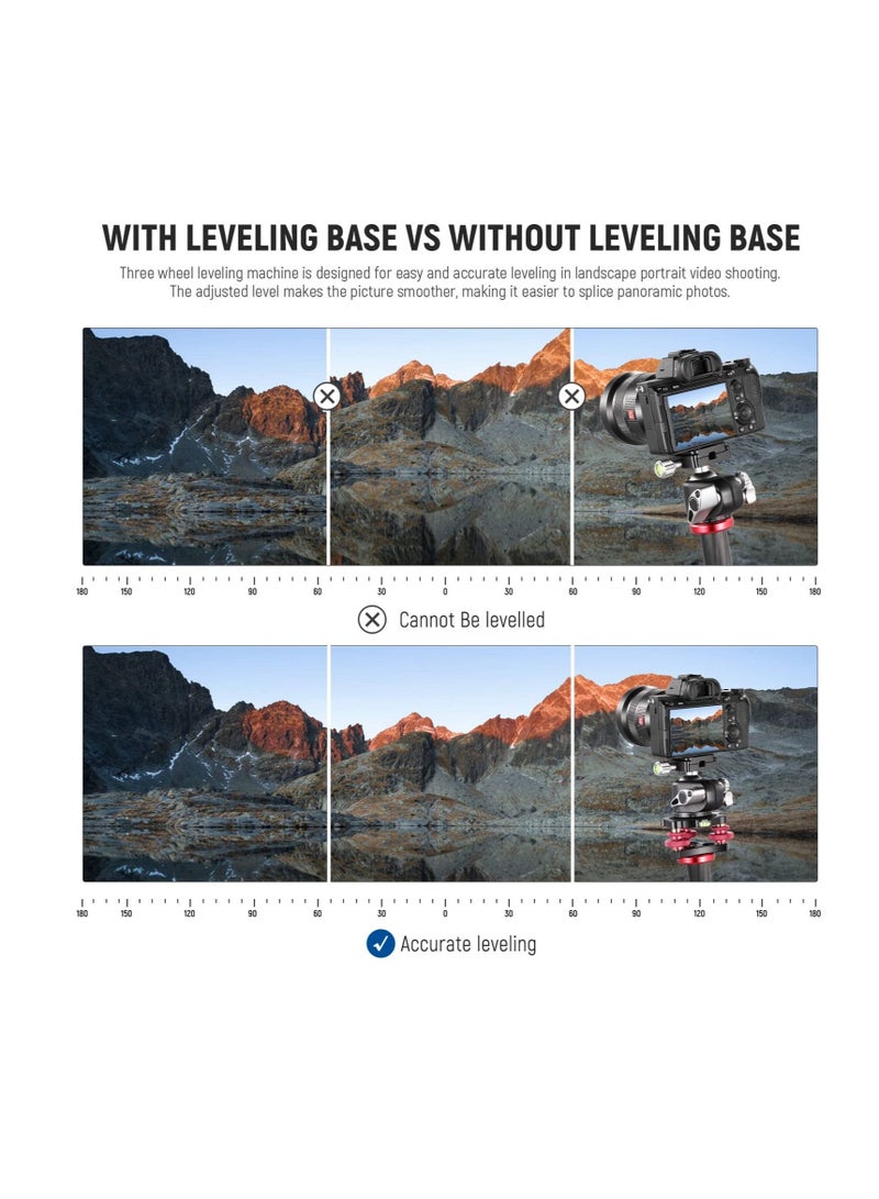 Y&D Tripod Head Leveling Base, Camera Leveler, Aluminum Alloy 3 Axis Tri Wheel Head, 3/8” Thread, with +/-5 Degree Precision Adjustment for Macro Panoramic Photography, LP64  - Image 3