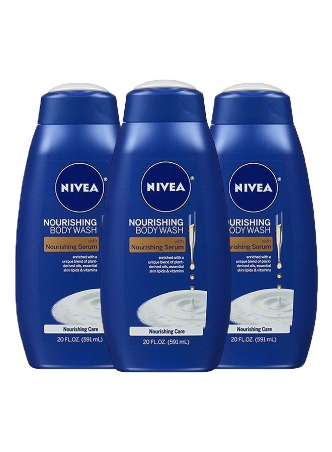 Nivea غسول الجسم المغذي مع سيروم، عبوة من 3، 20 أونصة سائلة - Image 1