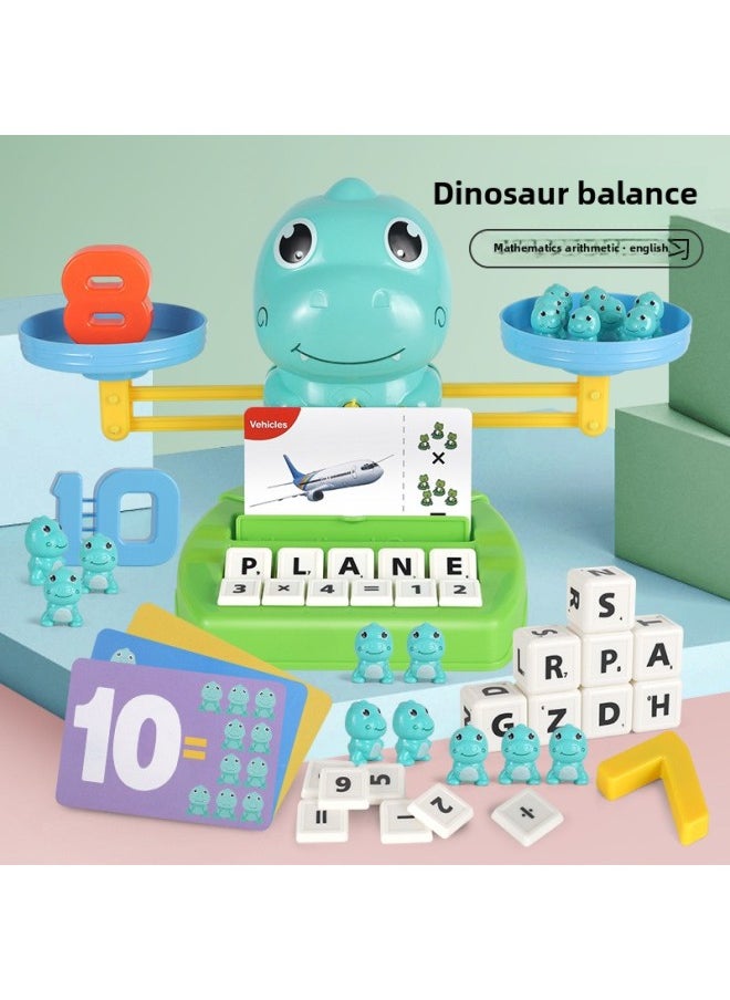 Dinosaur Balance Toy Children's Educational Graphics Digital Enlightenment Mathematics Knowledge Balance Scale Desktop Toy-Color:Upgraded Dinosaur Balance