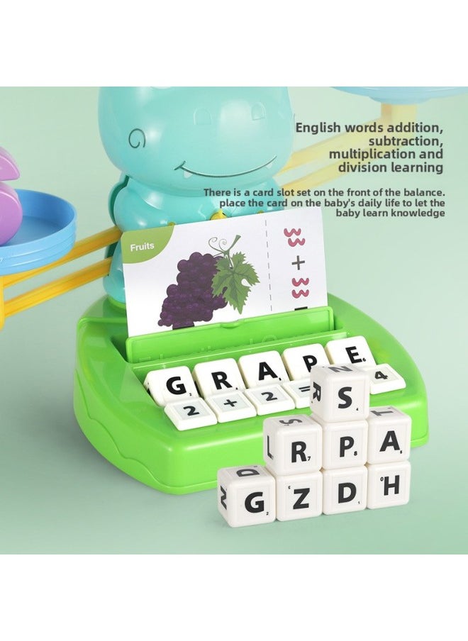 Dinosaur Balance Toy Children's Educational Graphics Digital Enlightenment Mathematics Knowledge Balance Scale Desktop Toy-Color:Upgraded Dinosaur Balance