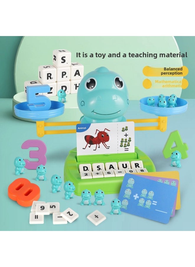 Dinosaur Balance Toy Children's Educational Graphics Digital Enlightenment Mathematics Knowledge Balance Scale Desktop Toy-Color:Upgraded Dinosaur Balance
