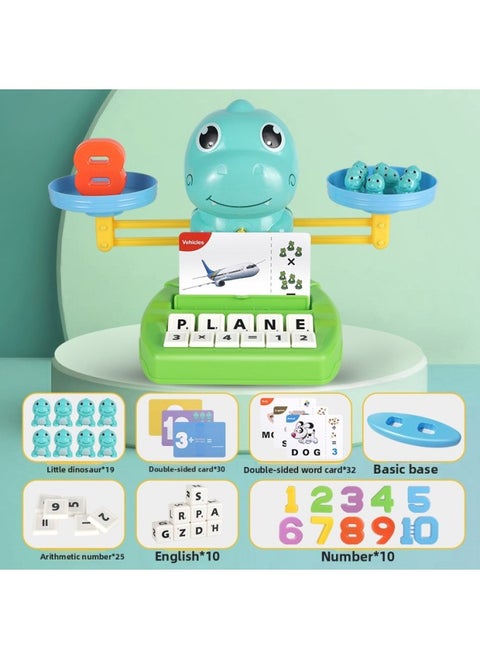 Dinosaur Balance Toy Children's Educational Graphics Digital Enlightenment Mathematics Knowledge Balance Scale Desktop Toy-Color:Upgraded Dinosaur Balance