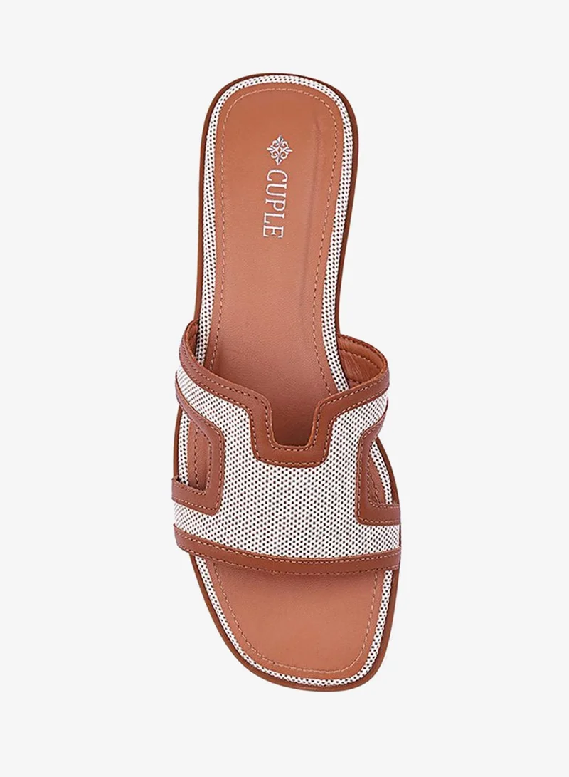 Cuple Beige/Brwon Casual flat slippers perfect for relaxed days. for Women | Best Price UAE