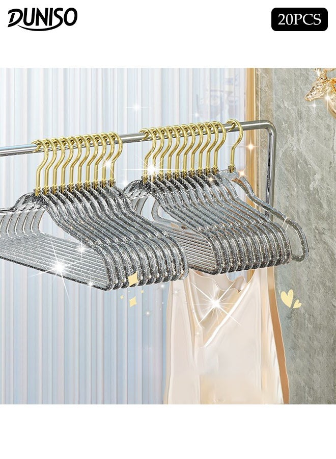 DUNISO 20pcs Quality Acrylic Clothes Hangers Durable Gown Hangers with 360 Degree Swivel Gold Hook Ultra-Thin Lightweight and Space Saving Heavy Duty Clothes Hanging with Non Slip Notches for Coats, Pants， Dress Clothes  - Image 1