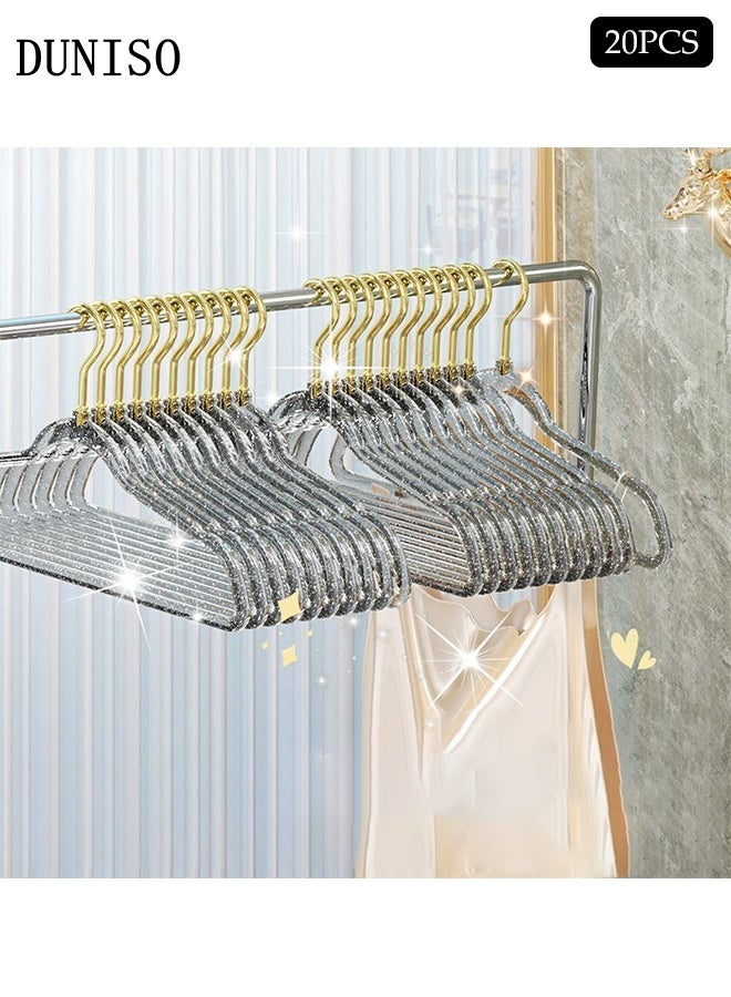 DUNISO 20pcs Quality Acrylic Clothes Hangers Durable Gown Hangers with 360 Degree Swivel Gold Hook Ultra-Thin Lightweight and Space Saving Heavy Duty Clothes Hanging with Non Slip Notches for Coats, Pants， Dress Clothes - Image 1